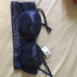 Blue satin cropped blouse